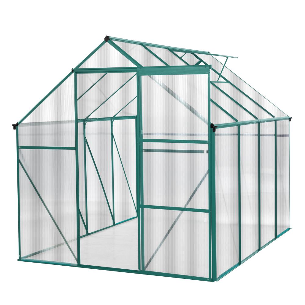 Green-6 x 8 FT Outdoor Patio Greenhouse  (FREE SHIPPING) Take 15% off, use code GH15 at check out, Options: Green+Aluminum