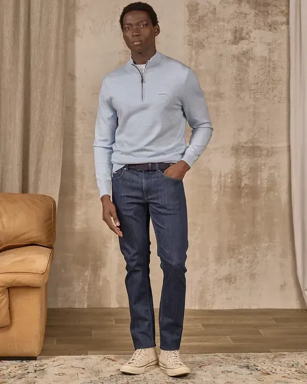 PULL COL CAMIONNEUR CHROME BLEU CIEL