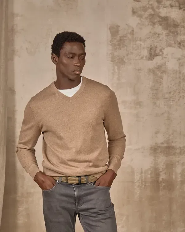 PULL COL V EMILO BEIGE