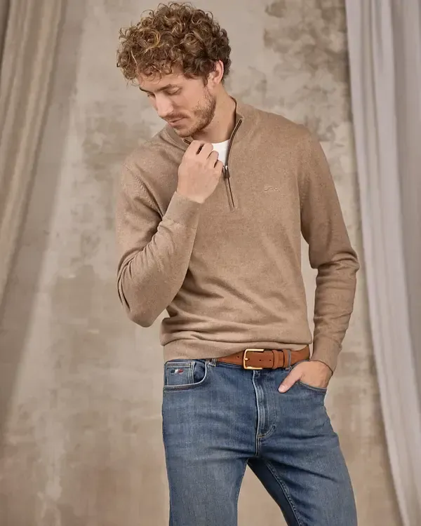 PULL COL CAMIONNEUR CHROME BEIGE