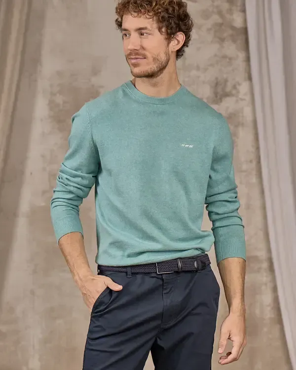 PULL COL ROND ERWANN TURQUOISE