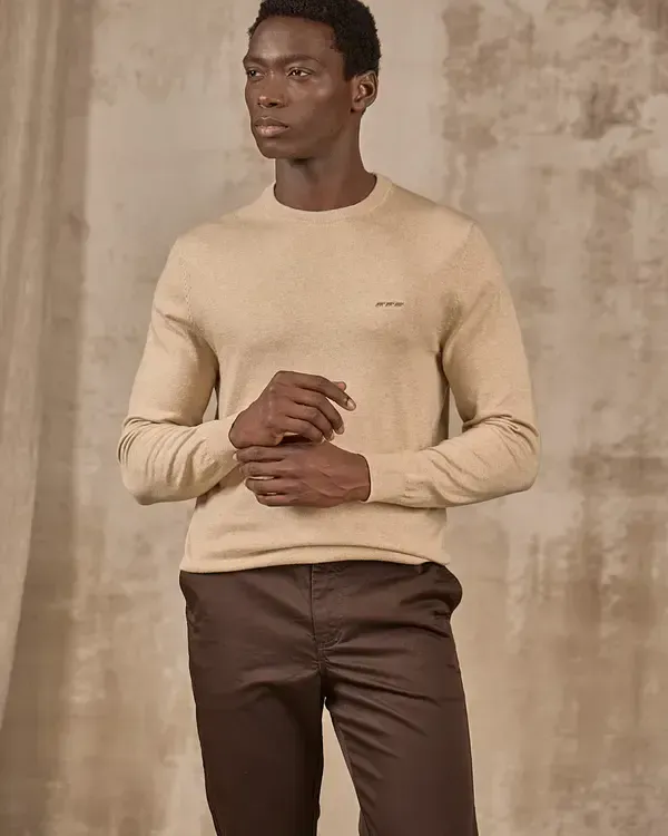 PULL COL ROND ERWANN BLANC CASSE