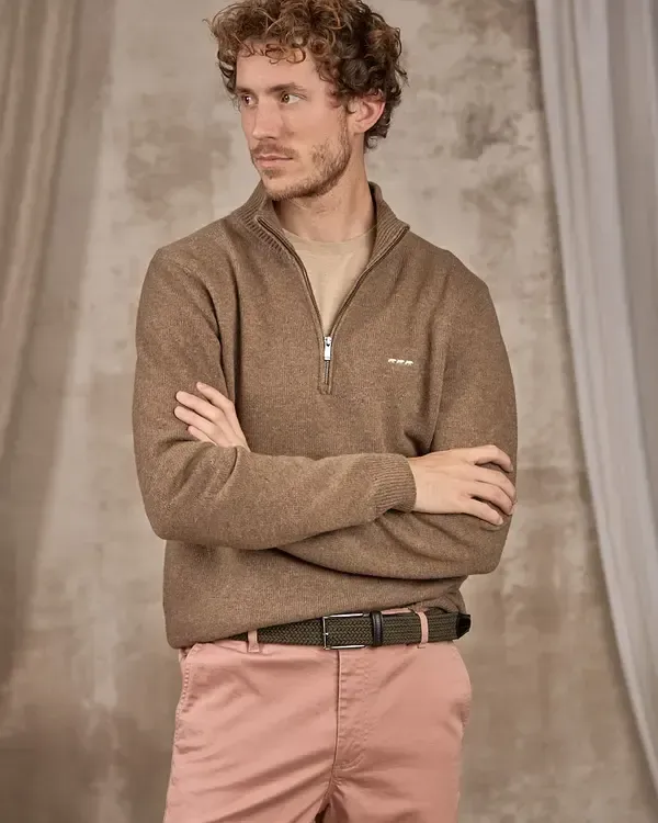 PULL COL CAMIONNEUR CACHOU MARRON