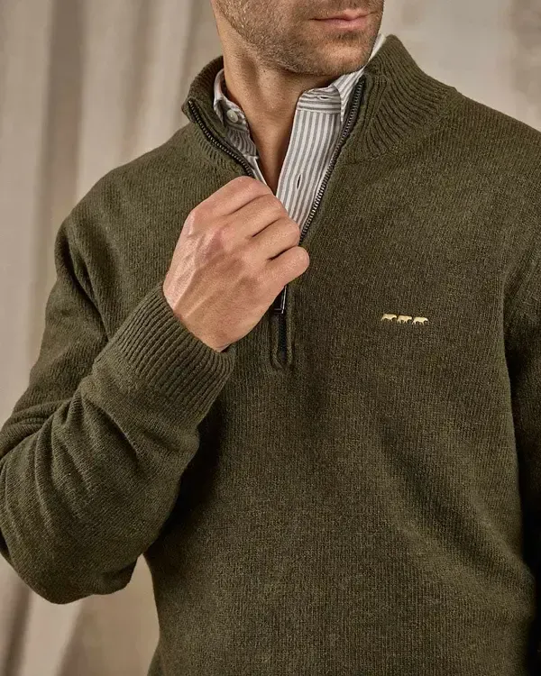 PULL COL CAMIONNEUR CACHOU KAKI