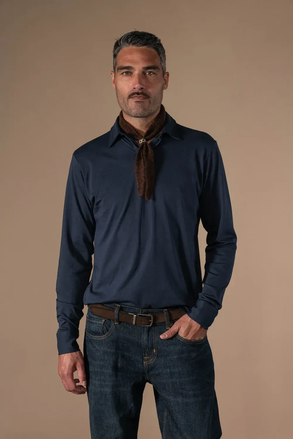 POLO MANCHES LONGUES RAPHAEL MARINE