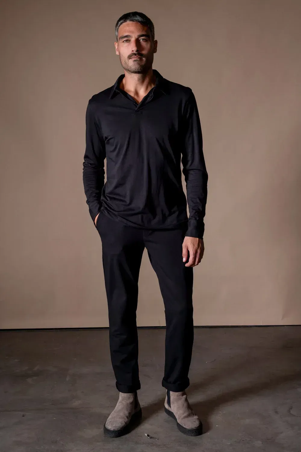 POLO MANCHES LONGUES RAPHAEL NOIR