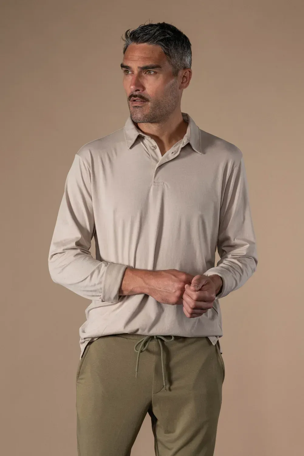 POLO MANCHES LONGUES RAPHAEL BEIGE