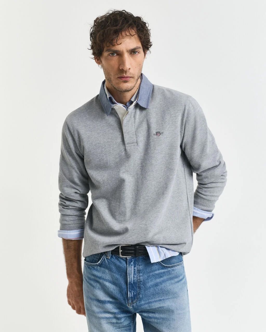 POLO HEAVY RUGGER GRIS COL BLEU POLO HEAVY RUGGER GRIS COL BLEU