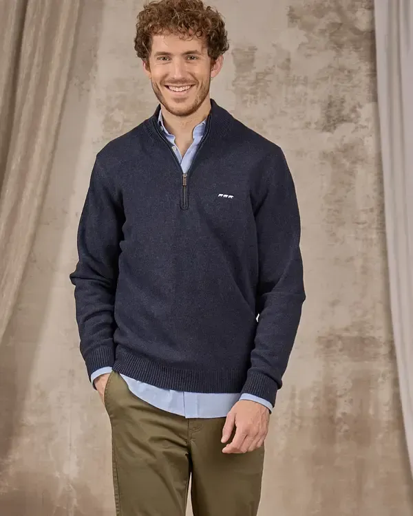 PULL COL CAMIONNEUR CACHOU BLEU MARINE