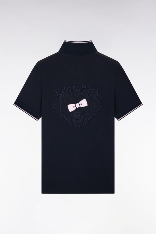 Polo MC bi-colore kaki/marine