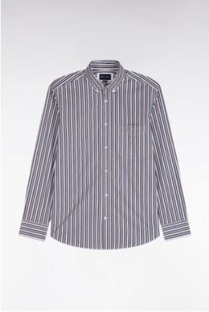 chemise ML rayure marron bleu marine