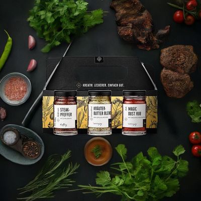 Kräuter-Set mit Steakpfeffer, Kräuterbutter Blend und Magic Dust RUB