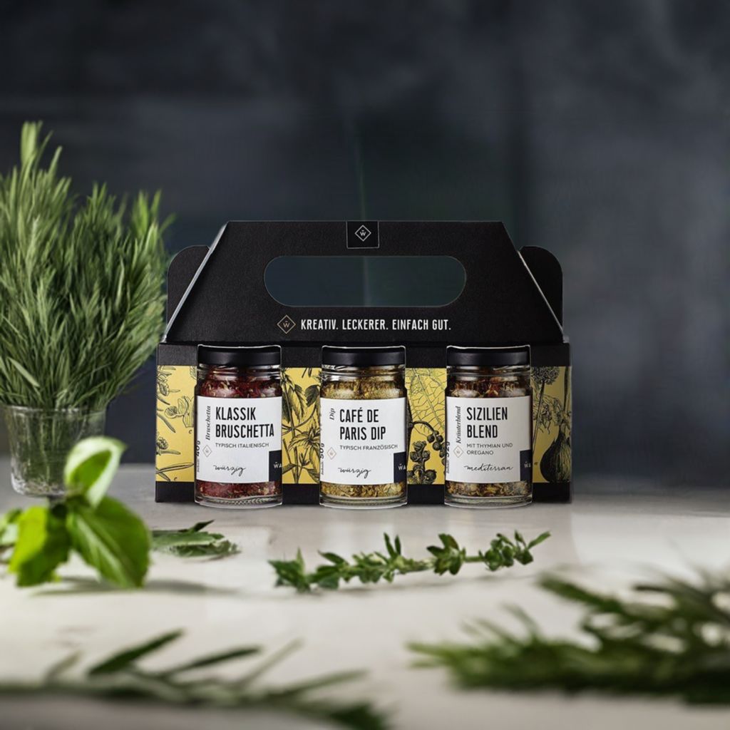 Kräuter-Set - mit Klassik, Bruschetta, Café de Paris Dip &amp; Sizilien Blend