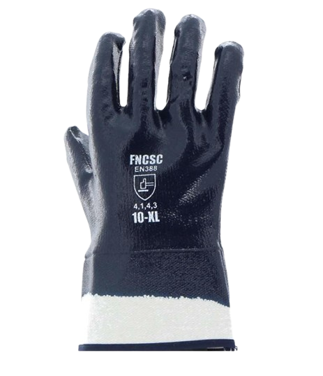 Code: FNCSC - Full Nitrile Coated Jersey Lined Glove with Safety Cuff Code: FNCSC - Full Nitrile Coated Jersey Lined Glove with Safety Cuff