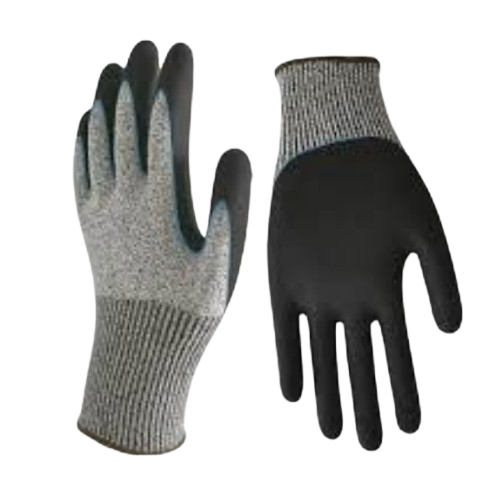 Code: A5DNR - ANSI Cut Level 5 HPPE-Stainless Steel Flat Nitrile with Sandy Nitrile Coating and Reinforced Thumb