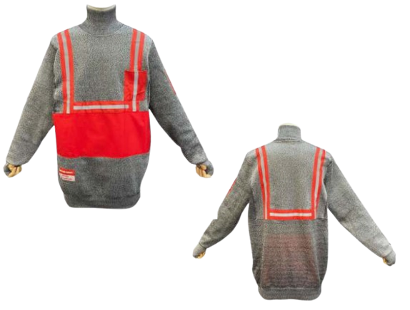 Code: A9CAR - ANSI Cut Level A9 Pullover Garment with Cardinal Red Belly Patch, Vented Mesh Back & Armpits, Cardinal Red Reflective Striping & Pockets