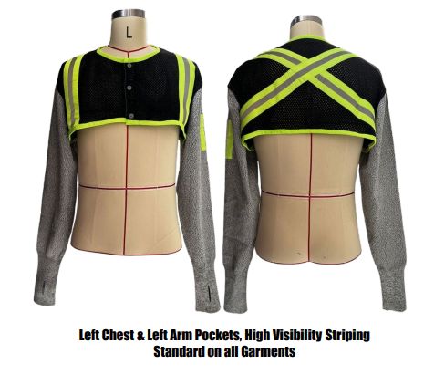 Code: A5MBC - ANSI Cut Level A5 Cape Sleeve with Mesh Body And High Visibility Striping Code: A5MBC - ANSI Cut Level A5 Cape Sleeve with Mesh Body And High Visibility Striping