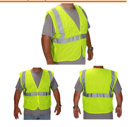 Code: 2Y5PC - High Visibility Safety Vest ANSI/ISEA Class 2 Retro-Reflective Stripes