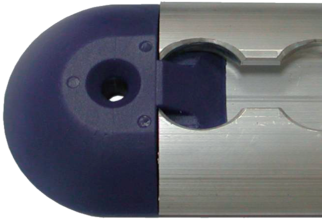 Curved terminal half-round rail