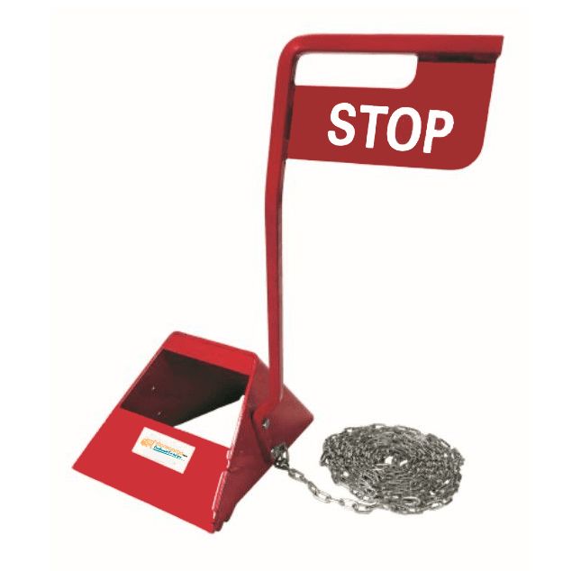 Truck wheel chock with truck stop sign