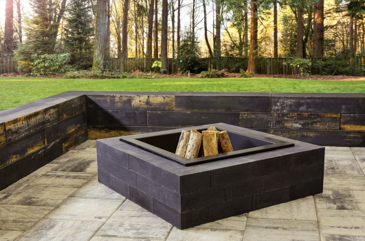 Caliber Stone Fire Pit, Size: Square Complete, Color: Charcoal