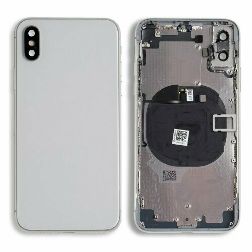 iPhone X Back Housing with small parts - Silver No Logo