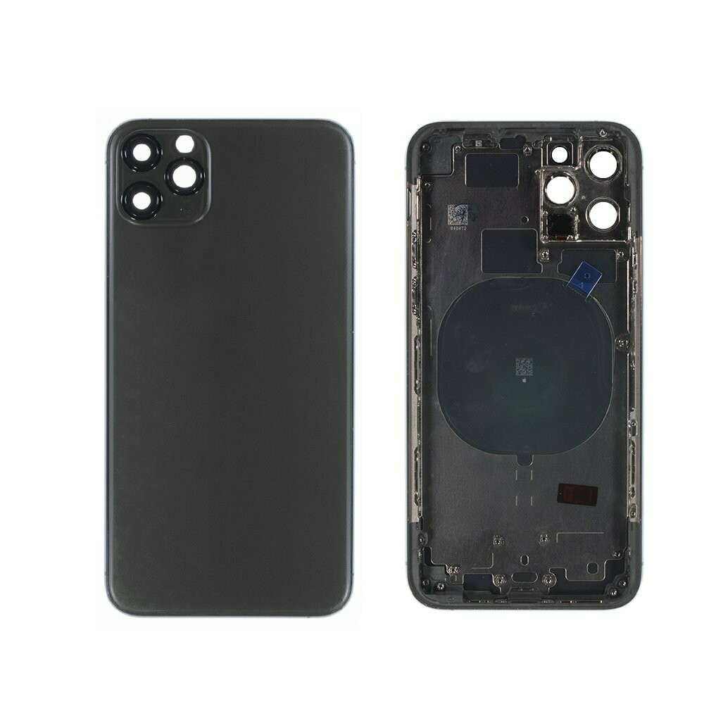 iPhone 11 Pro Back Housing with Small Parts - Black No Logo