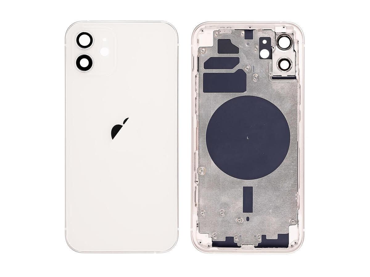 iPhone 12 Back Housing with Small Parts - White No Logo