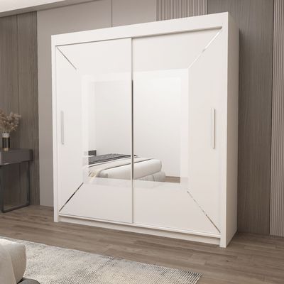 Bedroom Sliding Mirror Door Wardrobe - Nicole | 150cm /180cm/203cm