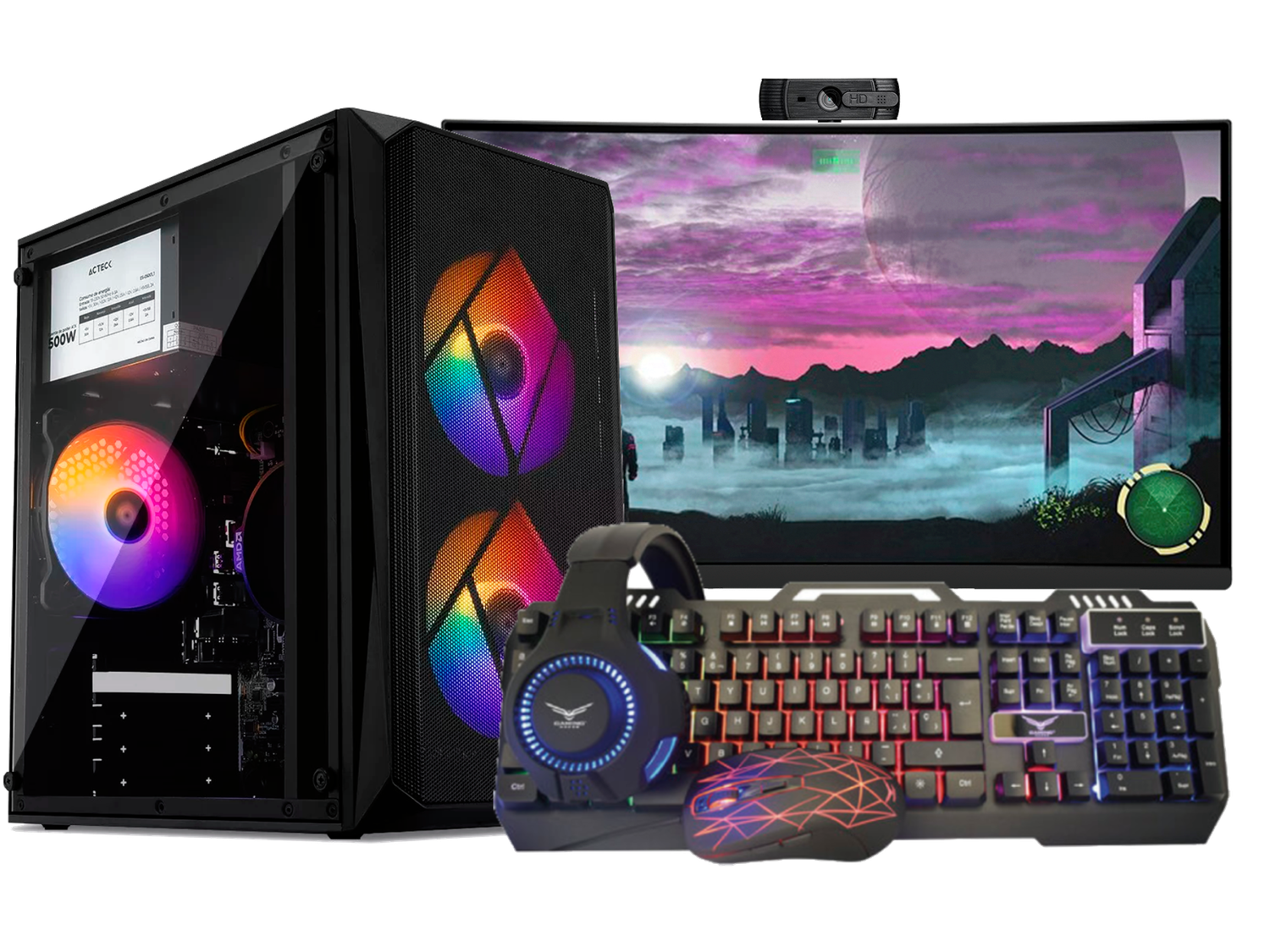 PcMarket-Hockey 3, Amd Ryzen 5 5600G, 16Gb, 1Tb M.2, Wifi, Bluetooth, Webcam, Windows 11 Pro, Office Pro, Completa.