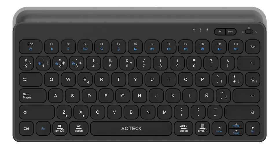 Teclado Inalámbrico Multidispositivos AC-940122INSPIRE TREK TI737 Acteck Elite Series Bluetooth 5.1, Dongle 2.4 MHz