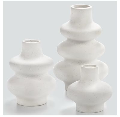 Large White Bohemian Ceramic Vase