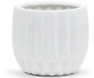 6&quot; Matte White Pleated Pot