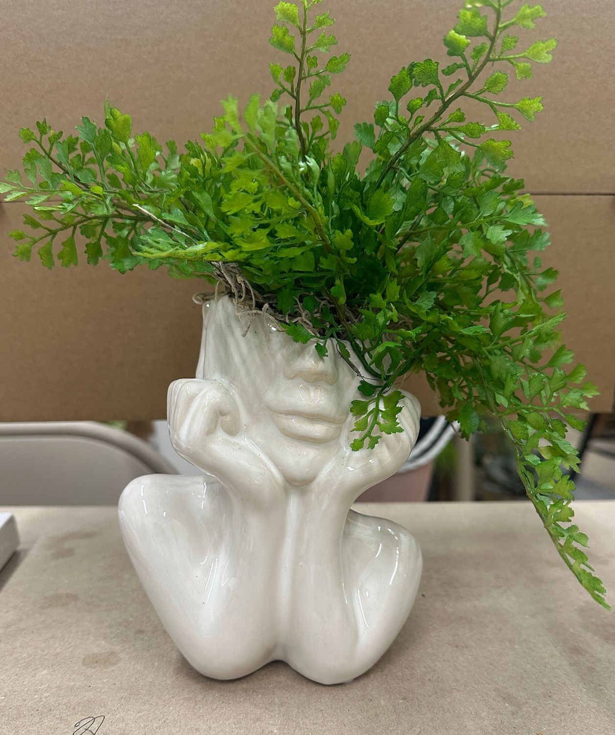 Maiden Fern Face Vase
