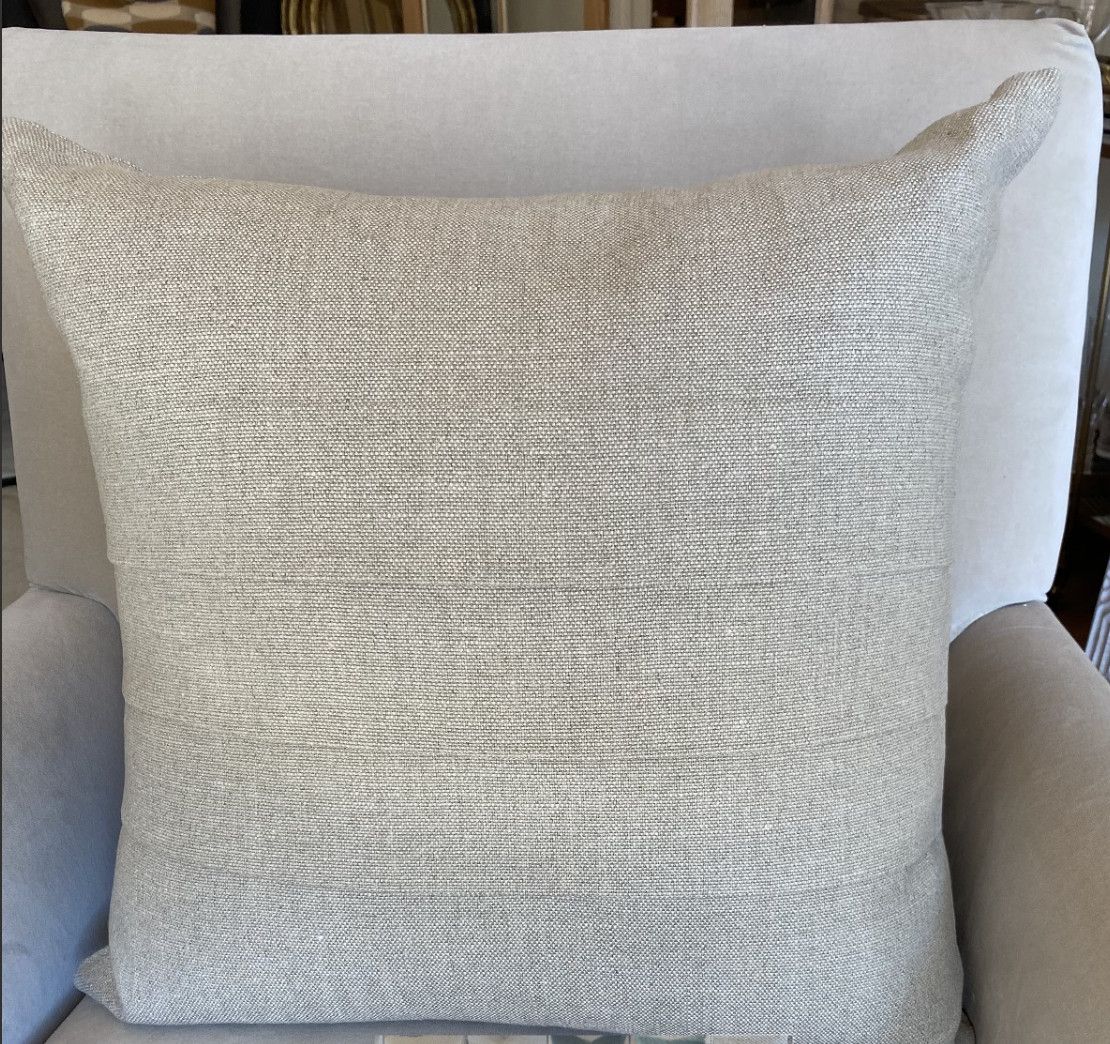 Slubby Linen Banded Flax Pillow | 22x22