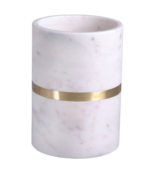 Marble Bottle/Wine Cooler w/Brass Agra White