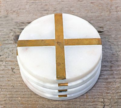 Glimmer Coasters Set/4- White