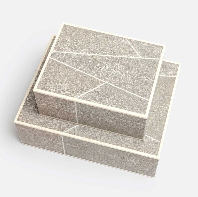 Breck Box Sand Faux Shagreen large