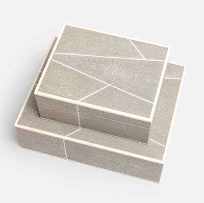 Breck Box Sand Faux Shagreen large