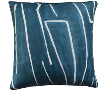 Graffito Teal/Pearl Pillow | 22x22