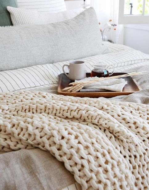 Finn-Hand Knit Throw-Antique White (50x60)