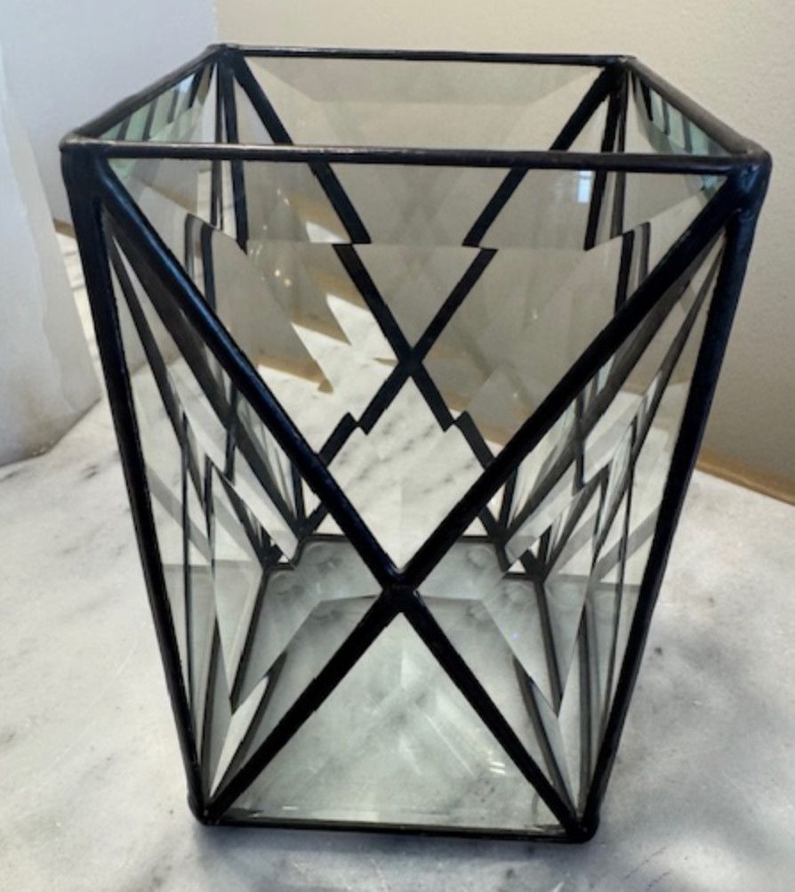 X Beveled Glass Hurricane | 4.25 x 7