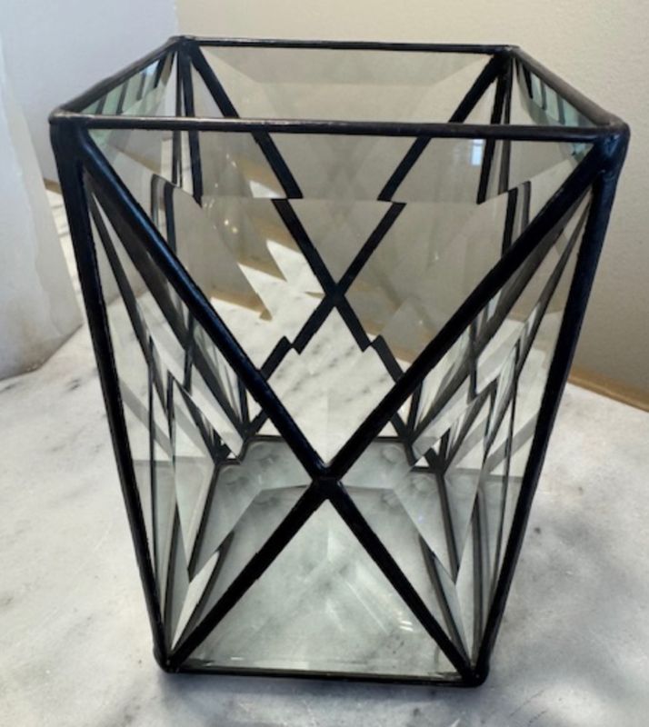 X Beveled Glass Hurricane | 4.25 x 7
