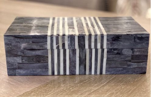 Bone Lining Box, Black/Ivory Lines,  Large (6.5x10.25)