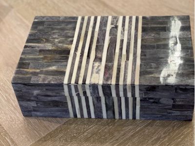 Bone Lining Box, Black/Ivory Lines,  Large (6.5x10.25)