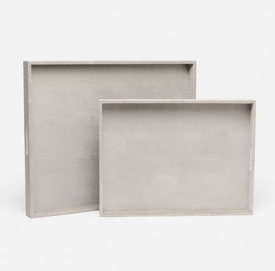 Emery Tray French Gray Faux Shagreen - XL