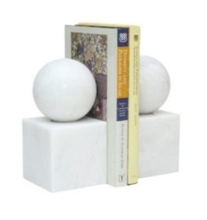 Pearl White Marble Ball Bookends SET
