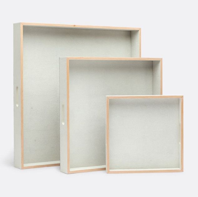 Amina Square Shagreen Tray Snow, Medium