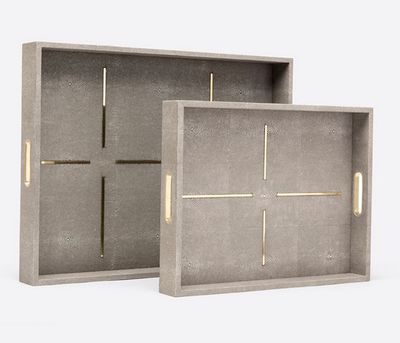 Daina Sand Faux Shagreen Tray | Large