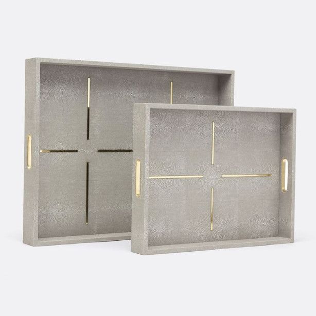 Daina Sand Faux Shagreen Tray | Large
